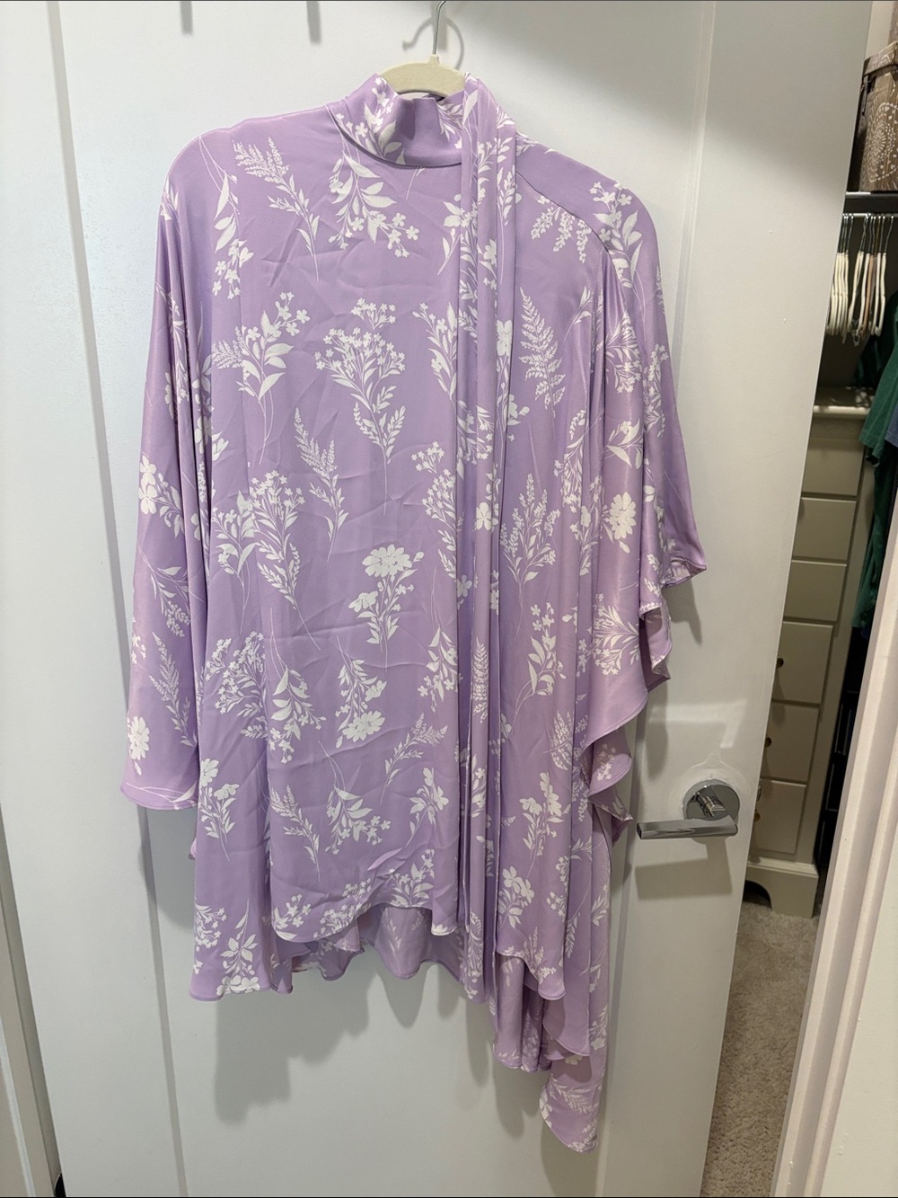 Anthropologie Lavender Floral Draped Tunic dress